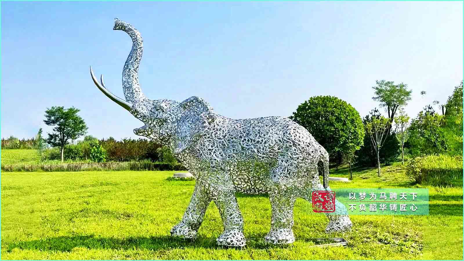 不銹鋼大象雕塑,戶外景區(qū)公園景觀,鏤空創(chuàng)意雕塑廠家定制